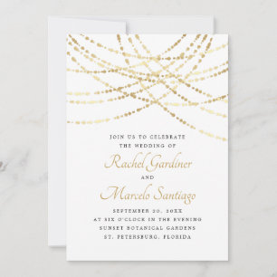 String Lights Gold Elegant Wedding Invitation