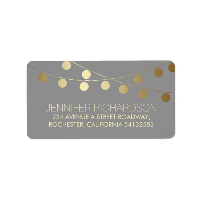 String Lights Gold Foil Wedding Label (Front)