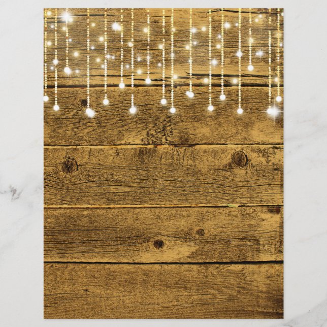 String Lights & Golden Wood Fall Scrapbook Paper (Front)