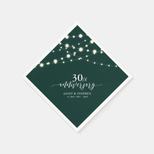 String Lights Green 30th Wedding Anniversary Napkin