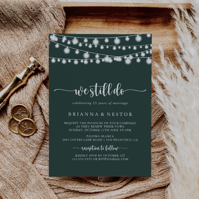 String Lights Green We Still Do Vow Renewal   Invitation (Creator Uploaded)