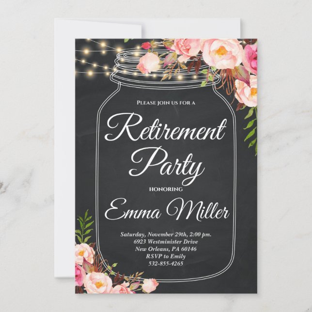 String Lights invite, Retirement Party Invitation (Front)