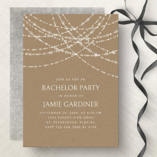 String Lights Kraft Bachelor Party Invitation
