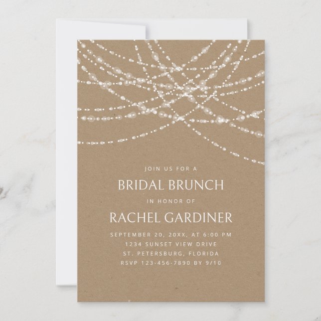 String Lights Kraft Bridal Brunch Invitation (Front)