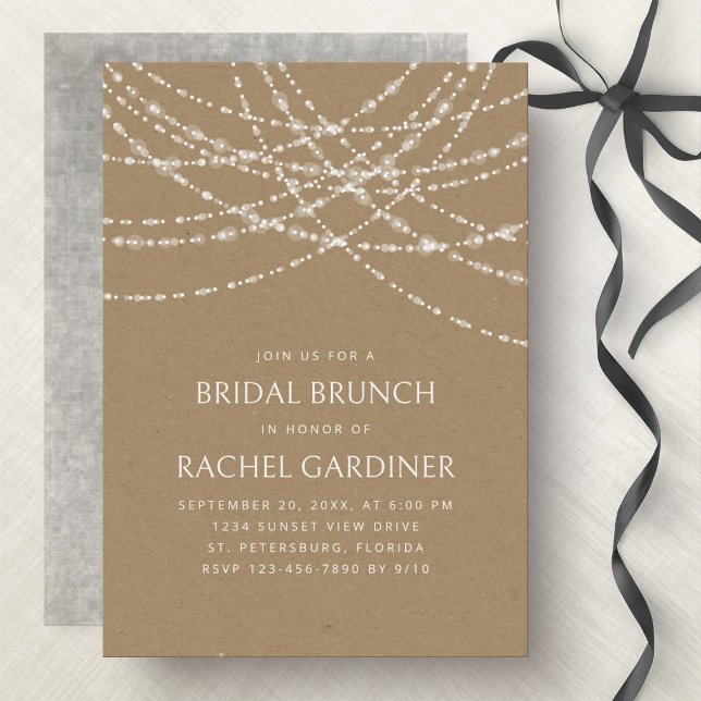 String Lights Kraft Bridal Brunch Invitation (Creator Uploaded)
