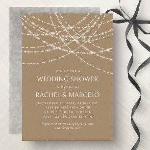 String Lights Kraft Couples Wedding Shower Invitation