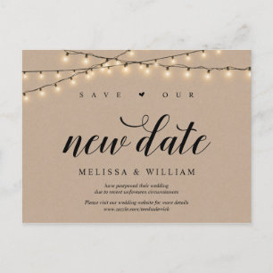 String Lights, Kraft, Save our new date, Postponed Postcard