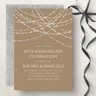 String Lights Kraft Wedding Anniversary Invitation
