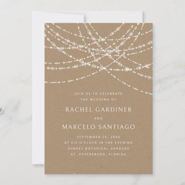 String Lights Kraft Wedding Invitation (Front)