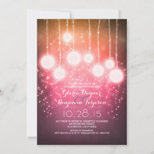 string lights & lanterns shimmer engagement party invitation