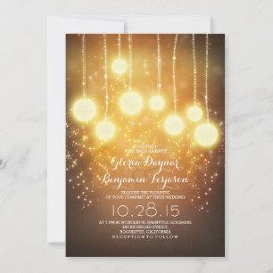 string lights & lanterns shimmer wedding invites