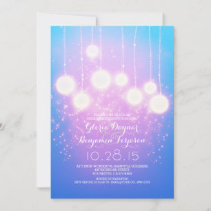 string lights & lanterns shine engagement party invitation