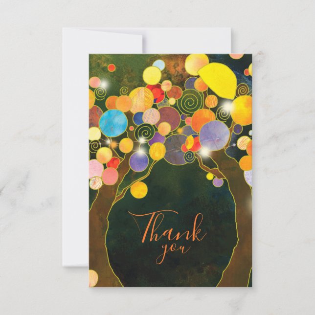String Lights Love Trees Wedding Thank You Card (Front)