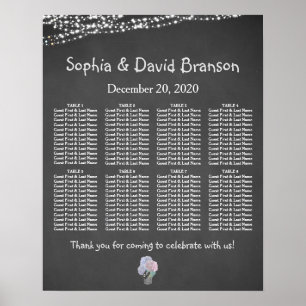 String Lights Mason Jar Chalkboard Seating Chart