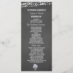String Lights Mason Jar Chalkboard Wedding Program Programme