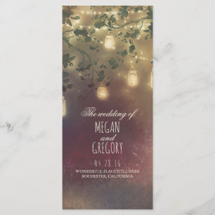 String Lights Mason Jar Rustic Wedding Programs Programme