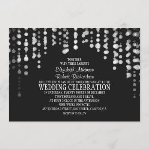 string lights modern wedding invitation