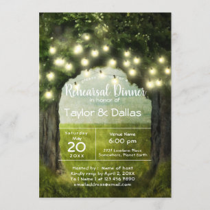String lights Moss Rustic Vintage Rehearsal Invitation