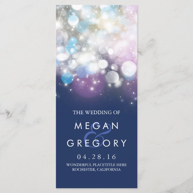 String Lights Navy Wedding Programs Programme (Front)