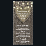 String Lights   Oak Tree Bark Wedding Menu Cards<br><div class="desc">String Lights   Oak Tree Bark Wedding Menu Cards - Features a carved heart,  string lights and tiny twinkle lights scattered at the top. The background features a tree bark background.  See the full collection below.</div>
