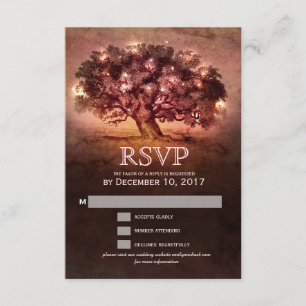String Lights Oak Tree Country Wedding RSVP
