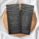 String Lights On Chalkboard Wedding Program Rack Card<br><div class="desc">Simple yet elegant, the string lights on chalkboard wedding collection is a stunning design featuring lovely white hanging string lights on a chalkboard effect background, which is perfect for any modern wedding celebration. These programs can be personalised for your special occasion and would make the perfect order of service for...</div>