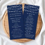 String Lights On Navy Blue Wedding Program Rack Card<br><div class="desc">Simple yet elegant, the string lights on navy blue wedding collection is a stunning design featuring lovely white hanging string lights on a navy blue background, which is perfect for any modern wedding celebration. These programs can be personalised for your special occasion and would make the perfect order of service...</div>