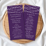 String Lights On Purple Wedding Program Rack Card<br><div class="desc">Simple yet elegant, the string lights on purple wedding collection is a stunning design featuring lovely white hanging string lights on a purple background, which is perfect for any modern wedding celebration. These programs can be personalised for your special occasion and would make the perfect order of service for your...</div>