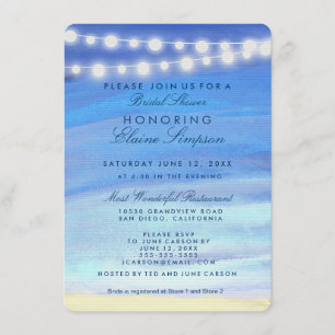 String lights on the water Bridal Shower Invitation