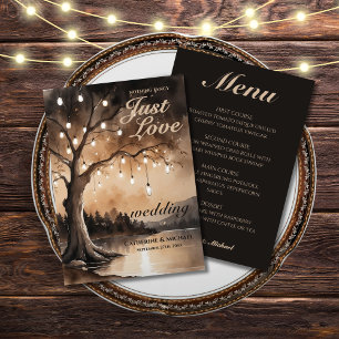String Lights On Tree Romantic Country Wedding Menu