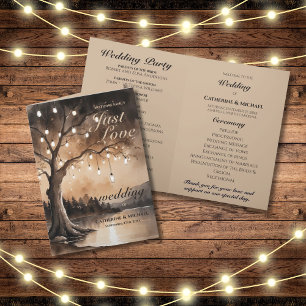 String Lights On Tree Romantic Country Wedding Programme