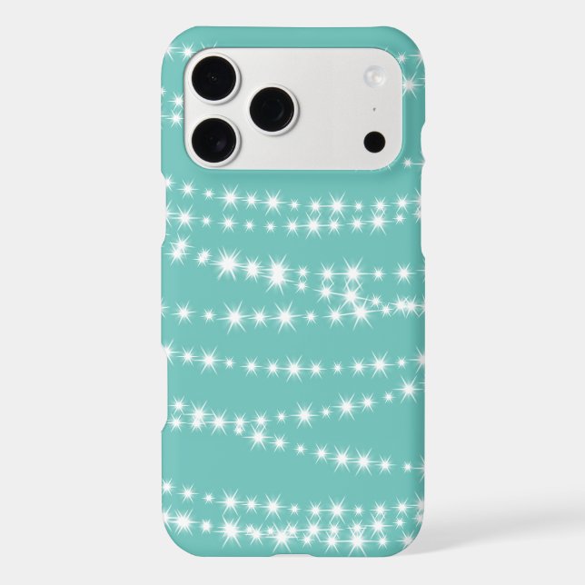 String Lights on turquoise iPhone Case (Back)