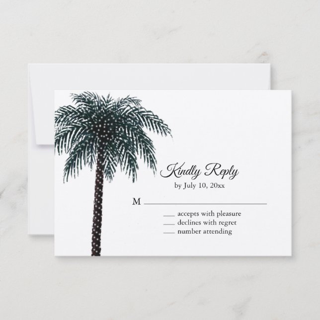 String Lights Palm Tree RSVP on Kraft Paper (Front)
