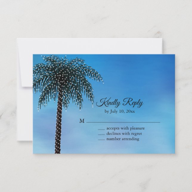 String Lights Palm Tree RSVP Watercolor (Front)