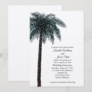 String Lights Palm Tree Wedding Invite on Kraft