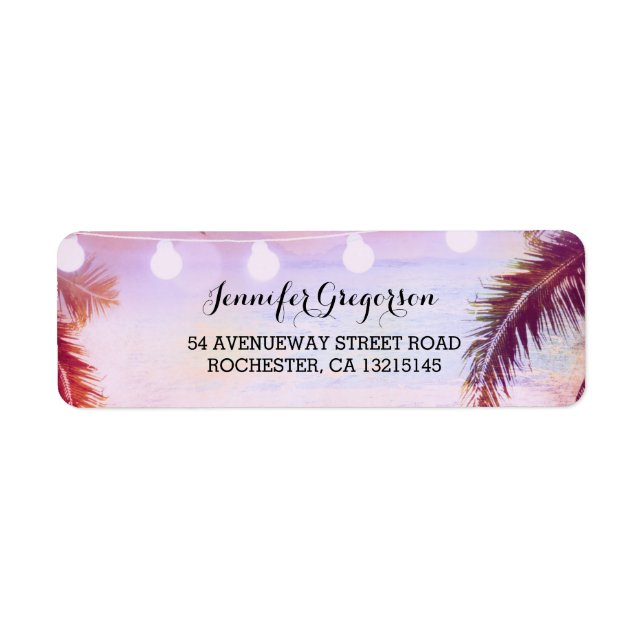 String Lights Palms Beach Sunset Return Wedding (Front)