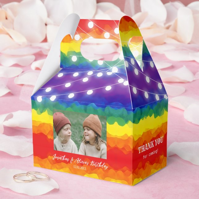 String Lights Photo Colourful Joint Birthday  Favour Box (Wedding)