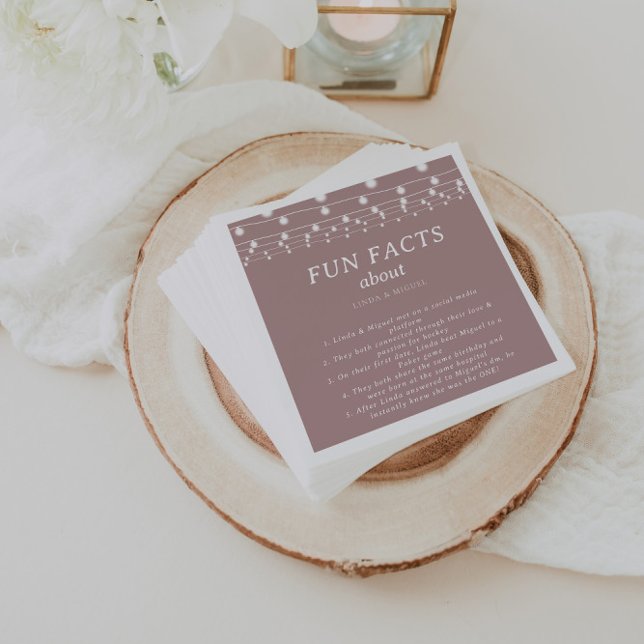 String Lights Pink Blush Trivia Fun Facts Wedding  Napkin (Creator Uploaded)