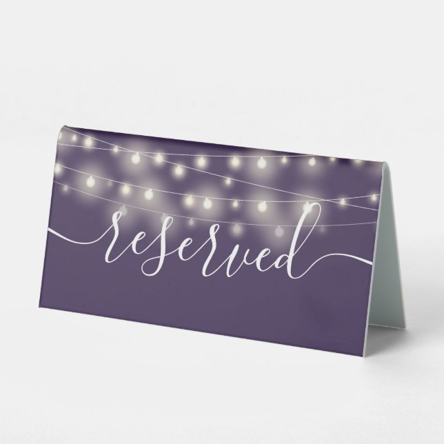 String Lights Purple Script Reserved (Front)