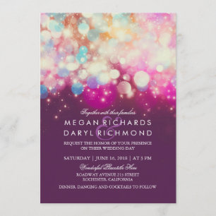 String Lights Purple Wedding Invitation