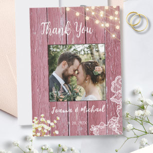 String Lights Purple Wood & Lace Wedding Thank You