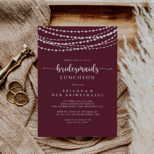 String Lights Red Bridesmaids Luncheon Shower   Invitation