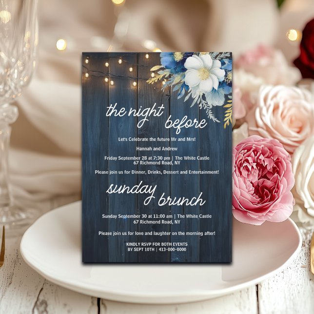 String Lights Rehearsal Dinner & Sunday Brunch Invitation (Creator Uploaded)
