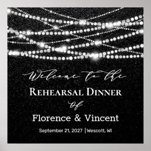String Lights Rehearsal Dinner Welcome Sign Poster