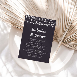 String Lights Rose Bubbles & Brews Bridal shower   Invitation