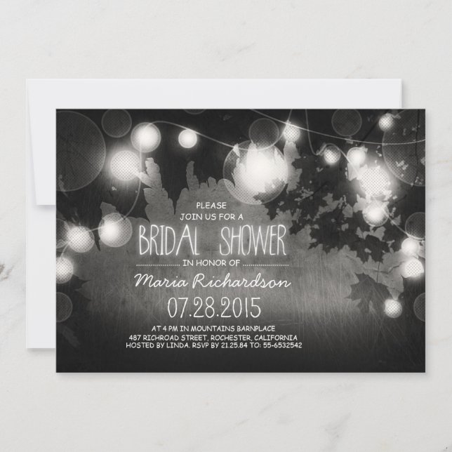 string lights rustic bridal shower invitation (Front)