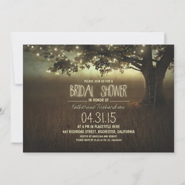 string lights rustic bridal shower invitation (Front)