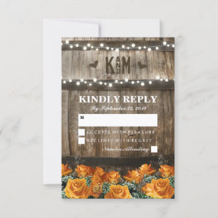 String Lights Rustic Country Barrel Wedding RSVP