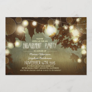 string lights rustic engagement party invitation