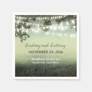 String lights rustic paper napkins